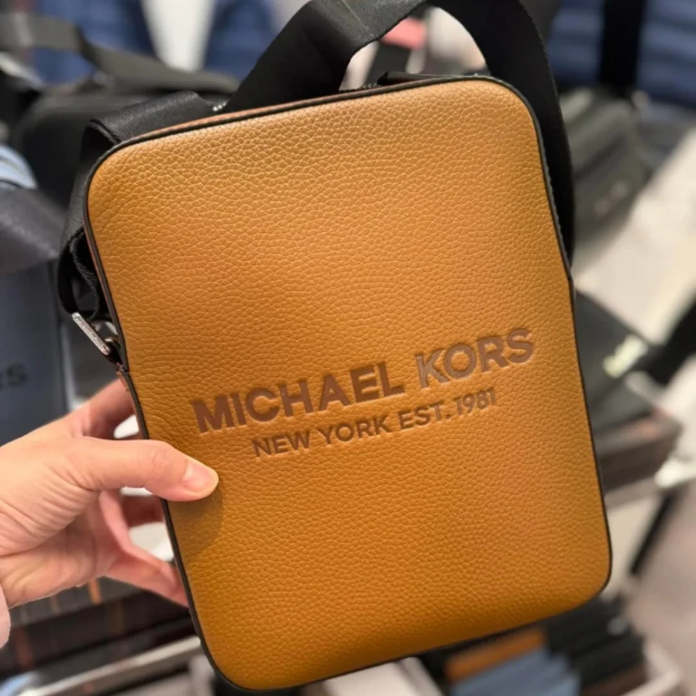 Michael Kors Tan and Black Messenger Bag with Adjustable Strap
